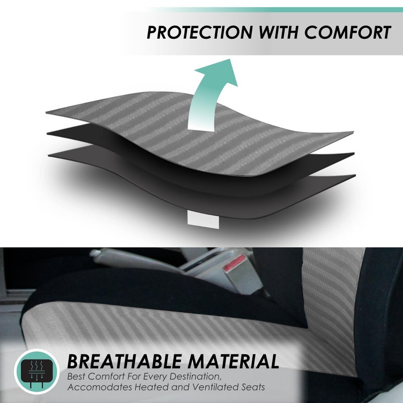 FH Group Car Seat Covers Trendy Elegance Three Row Car Seat Covers Set, Airbag Compatible and Split Ready, 8 Seater Covers-Universal Fit for Cars, Trucks & SUVs Gray/Black - Image 3